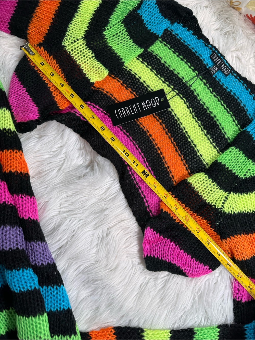 Dolls Kill • Current Mood Tough Tendencies Neon Rainbow Stripe Dress & Shrug Set - Picture 11 of 16